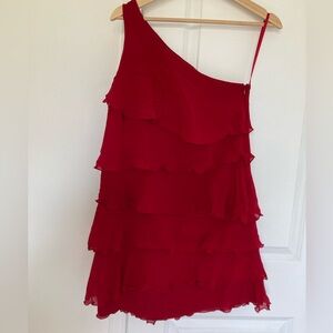 Jacob silk red mini dress with frills